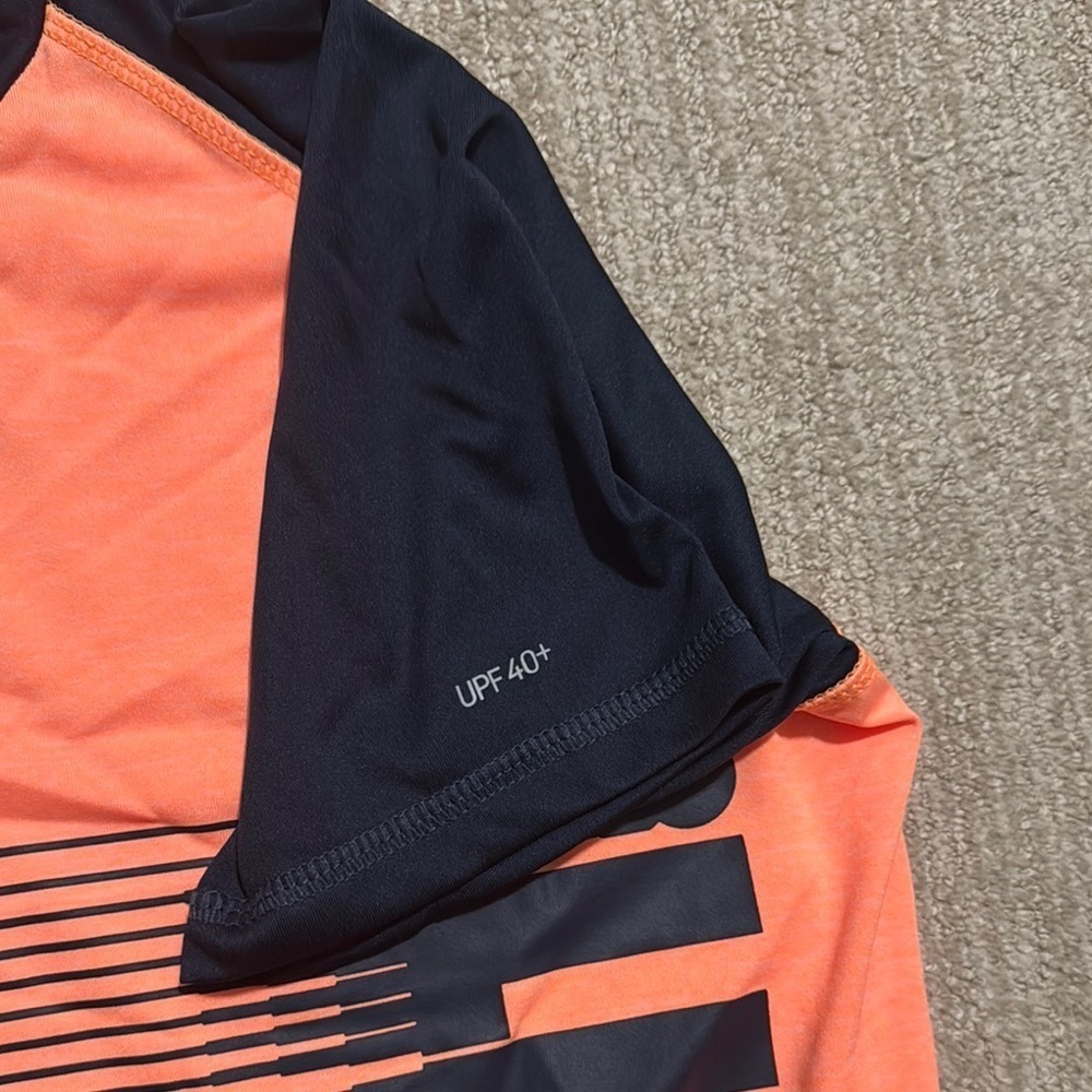 Nike Swim Dri-FIT Hydroguard Short Sleeve Shirt Orange/Navy Men's Size S UPF 40+ - Picture 10 of 12